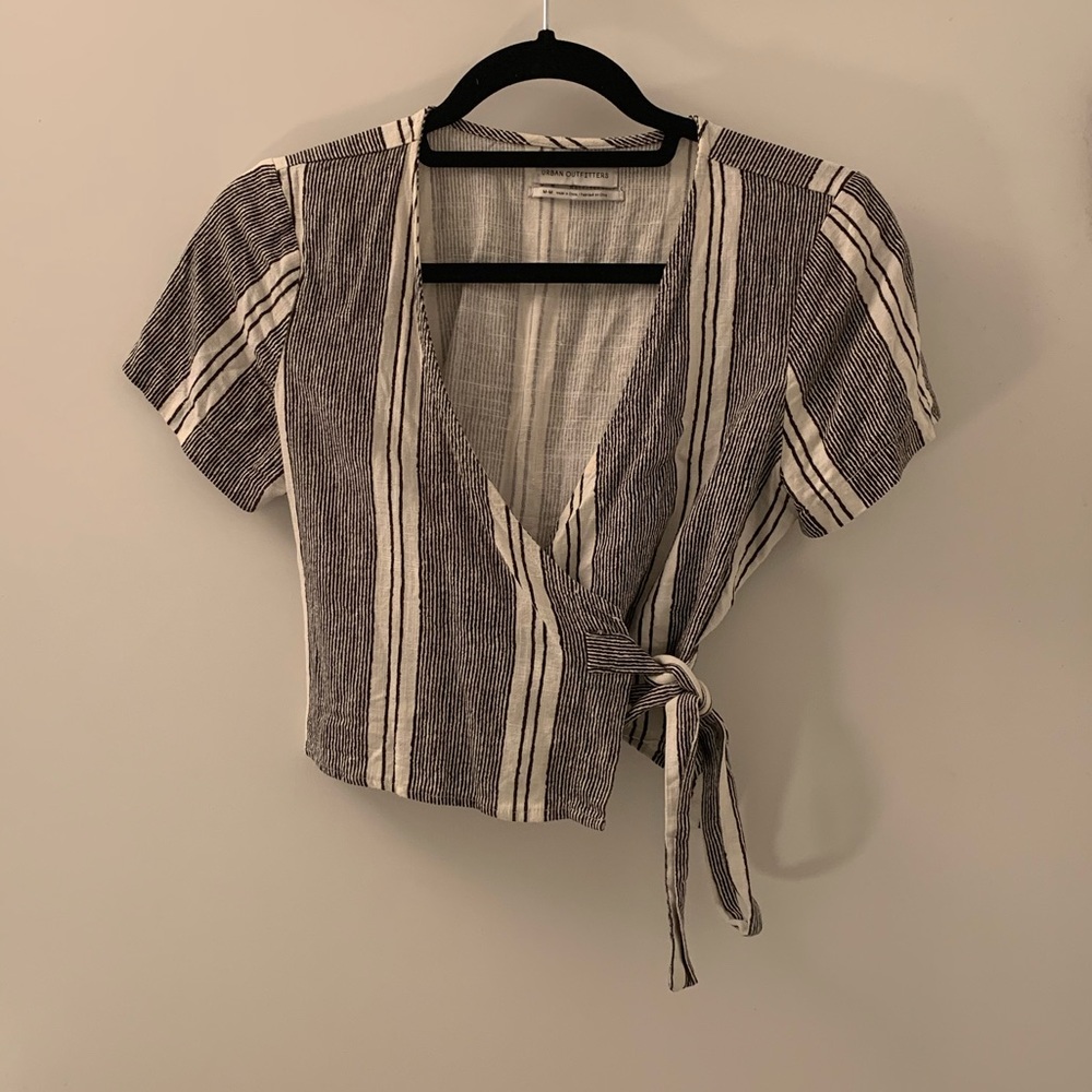 UO Stripped Cropped Wrap Top